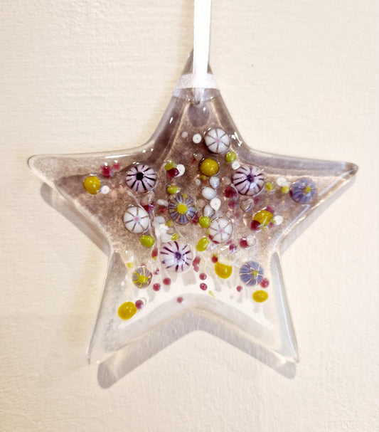 Fused Glass Star Dusk Meadow Suncatcher