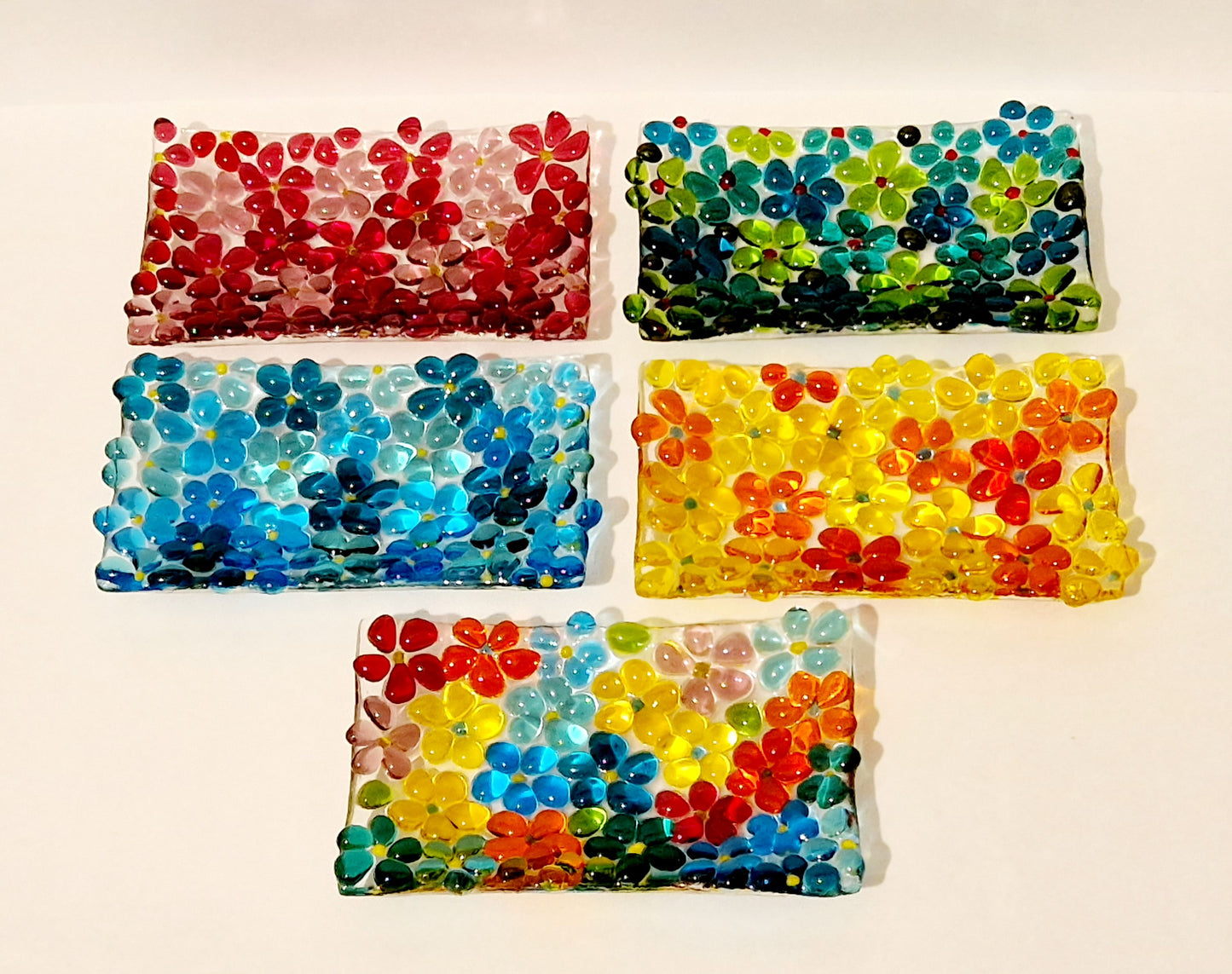 Fused glass ditsy flower trinket dish