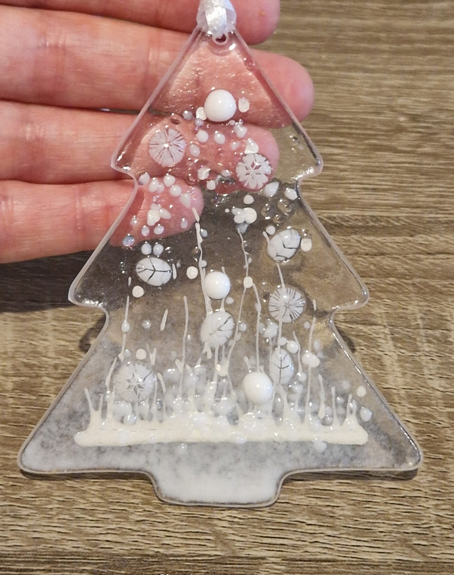 White fused glass Christmas Tree decoration