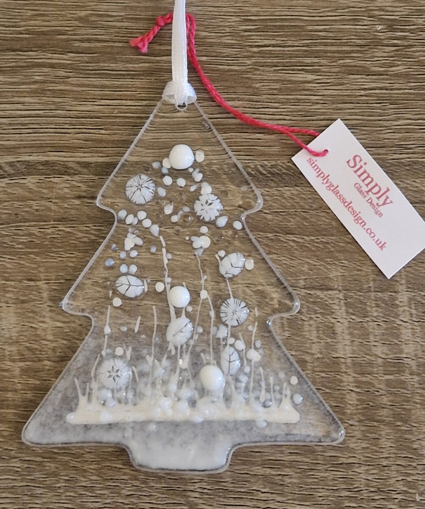 White fused glass Christmas Tree decoration