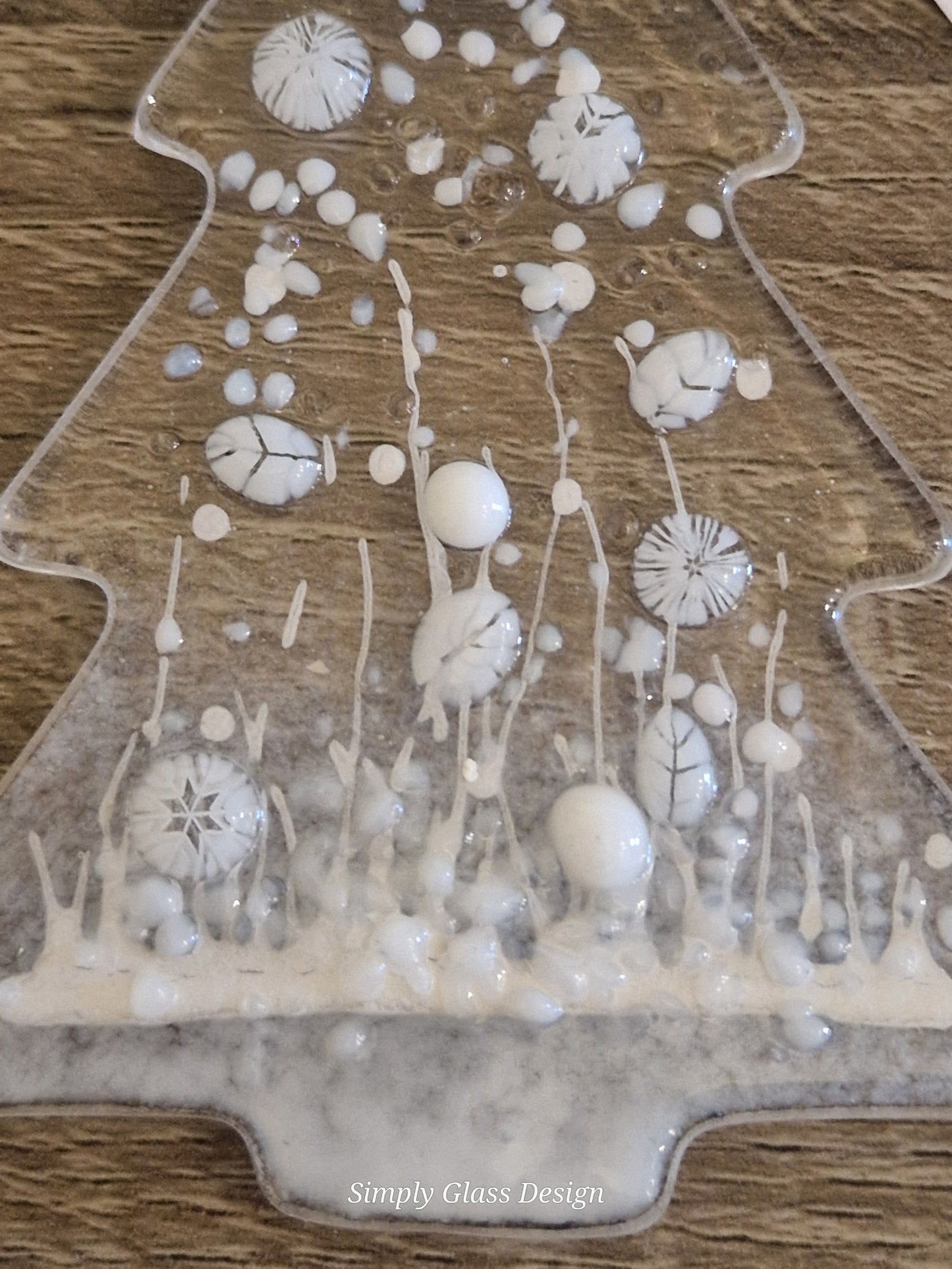 White fused glass Christmas Tree decoration