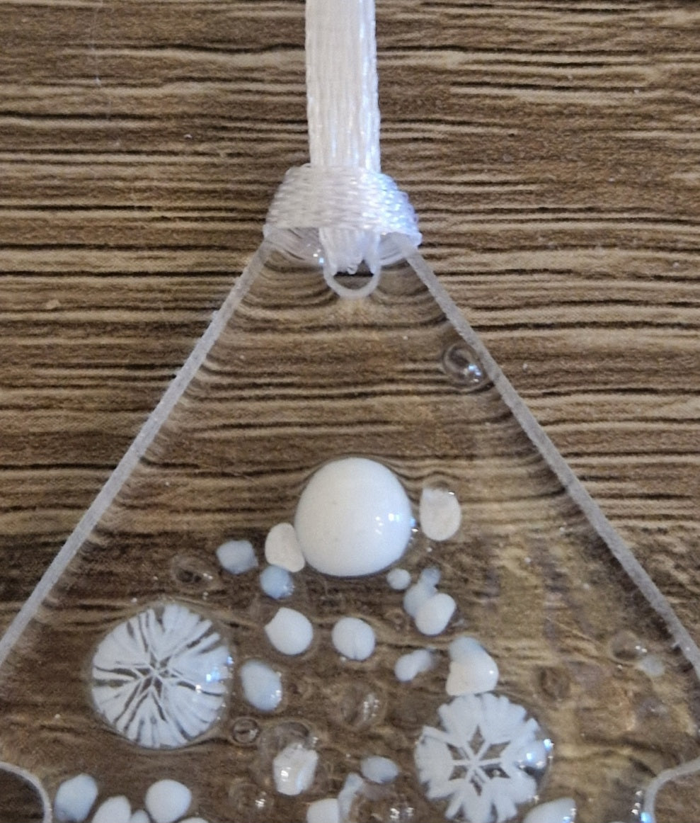 White fused glass Christmas Tree decoration