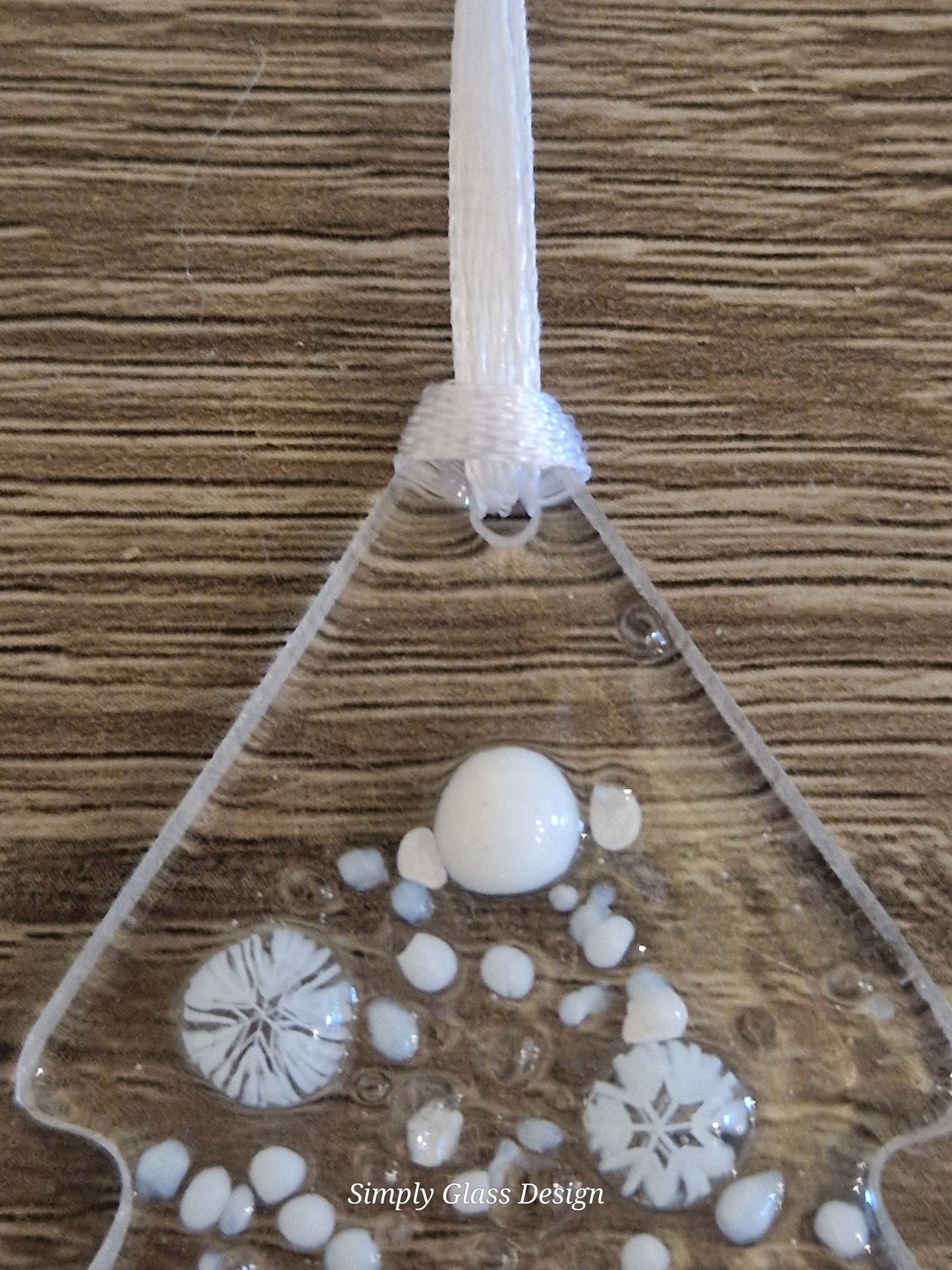 White fused glass Christmas Tree decoration