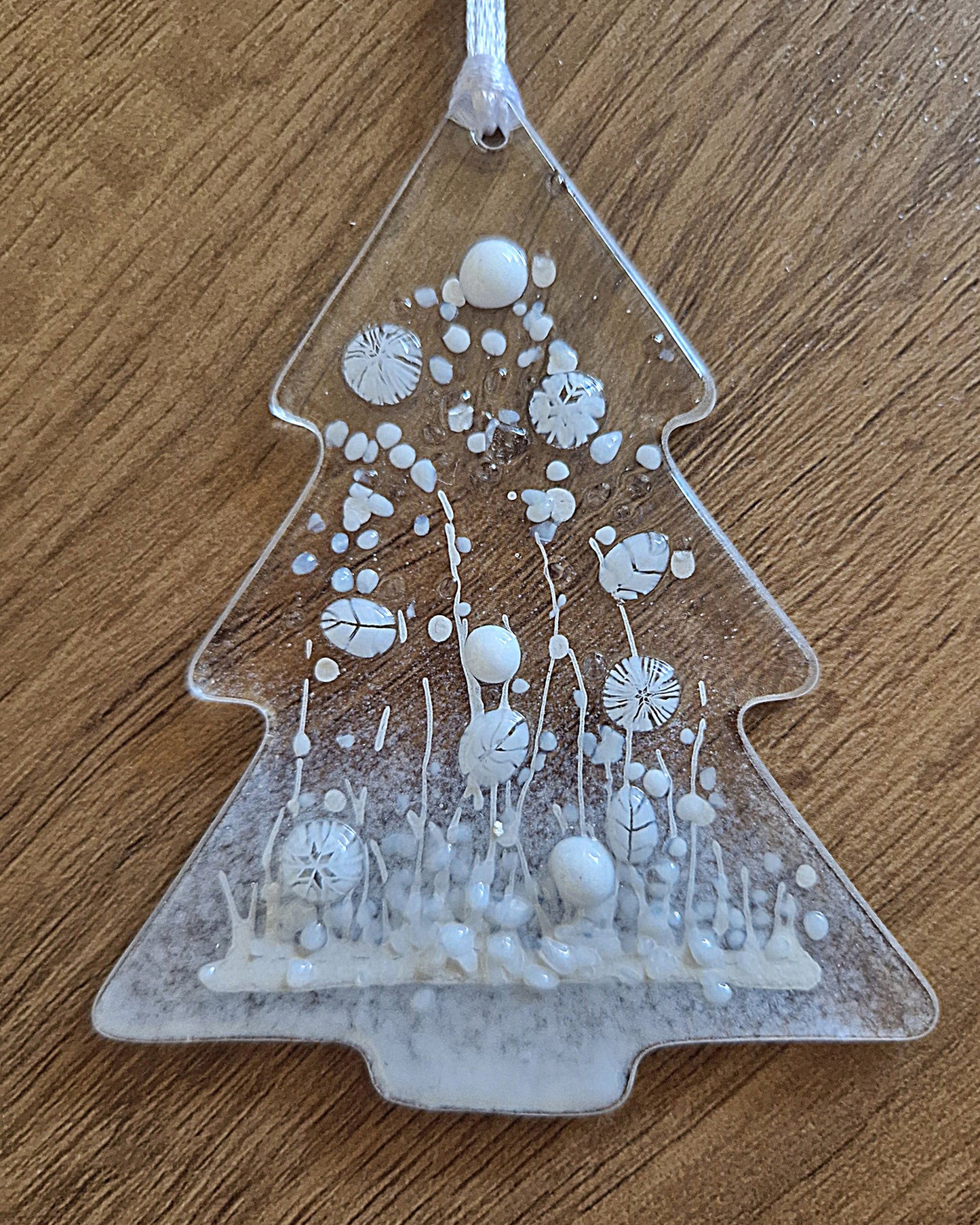 White fused glass Christmas Tree decoration