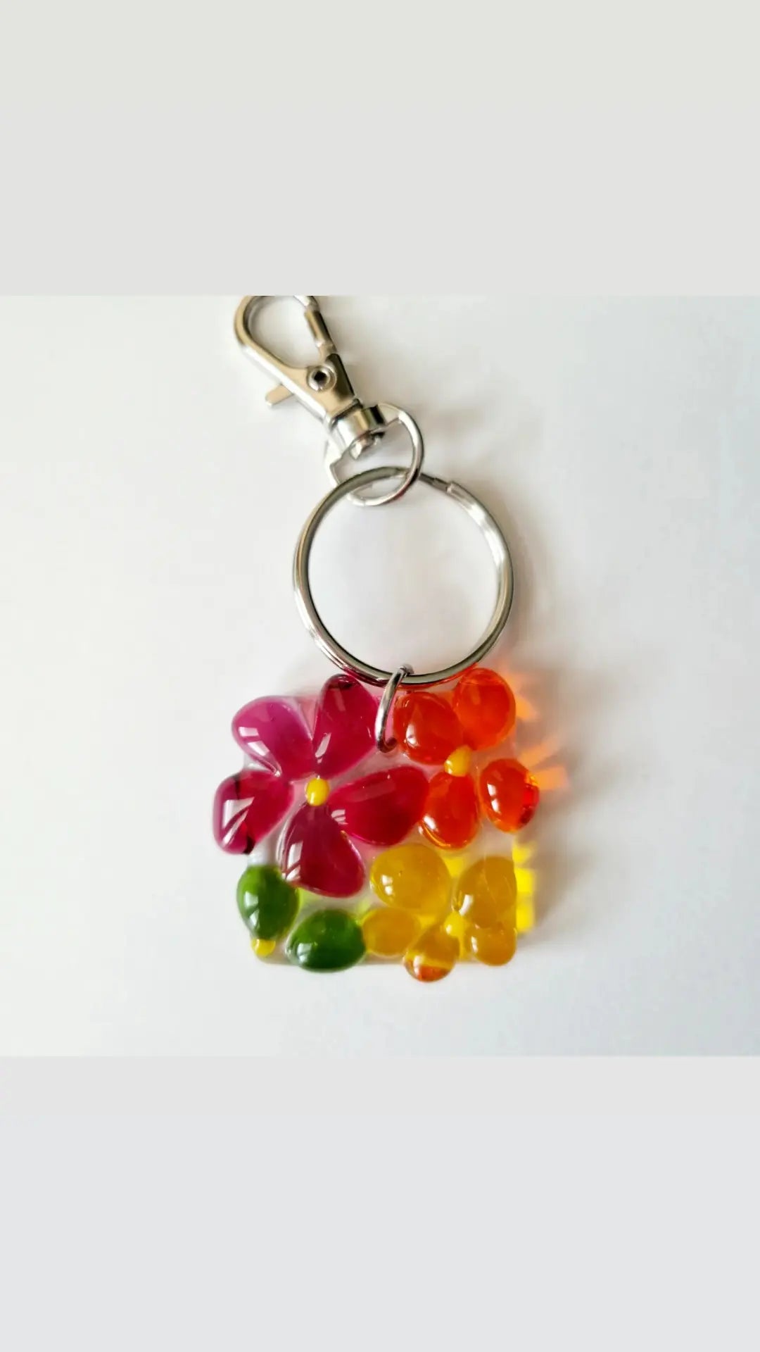 Fused glass ditsy key ring