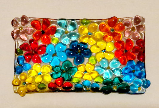 Fused glass ditsy flower trinket dish