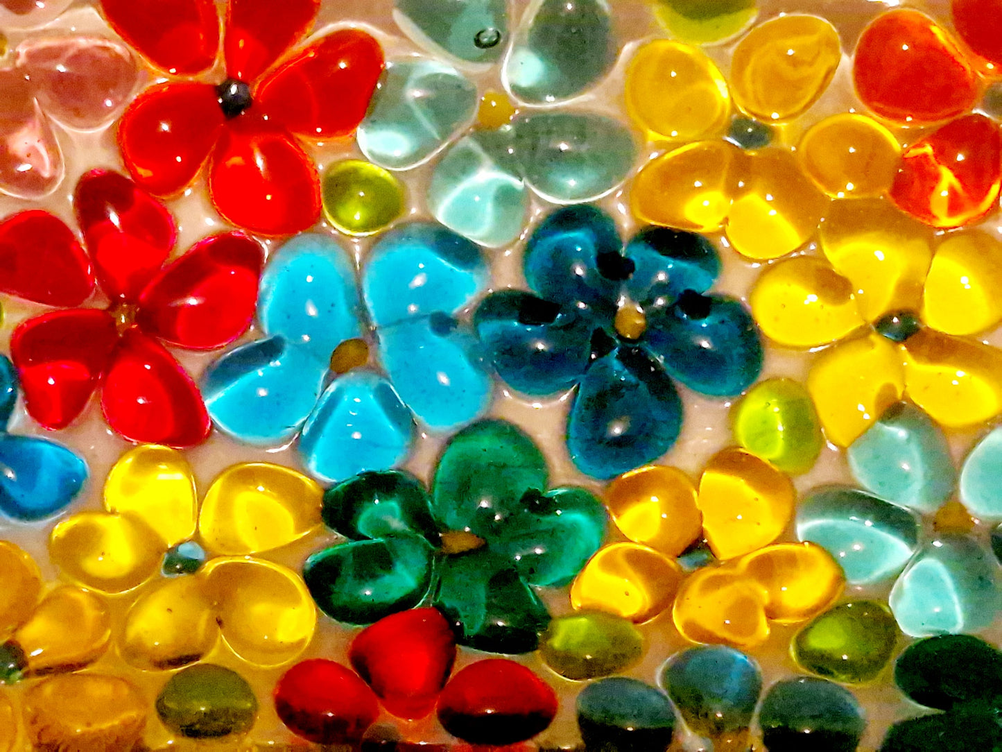 Fused glass ditsy flower trinket dish