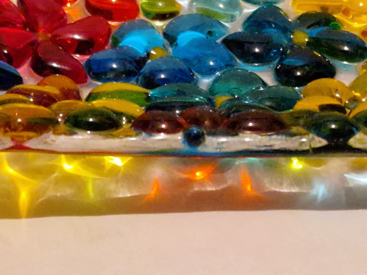 Fused glass ditsy flower trinket dish