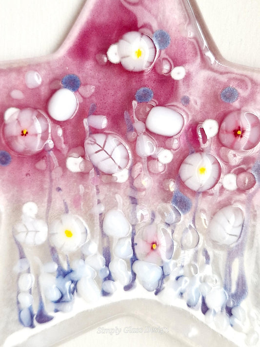 Fused Glass Star Dawn Meadow Suncatcher Ornament