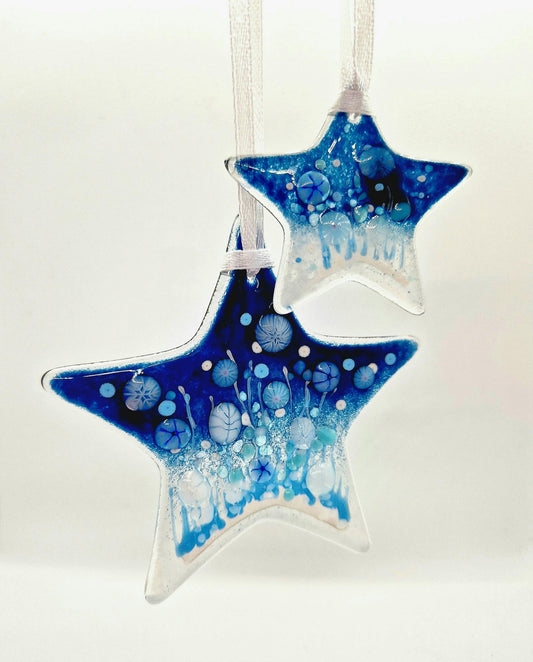 Fused Glass Miniature Winter Meadow Star Ornament