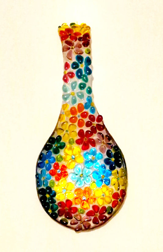 Multi-coloured spoon rest in ditsy flower design