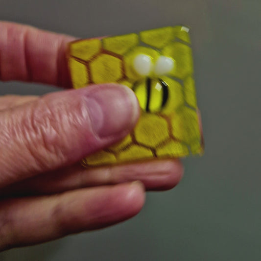 Fused Glass Yellow Bee Magnet
