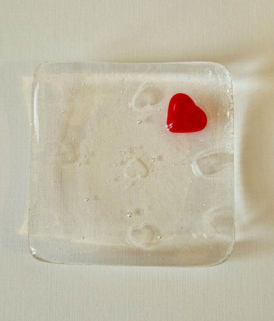 Clear love heart trinket dish