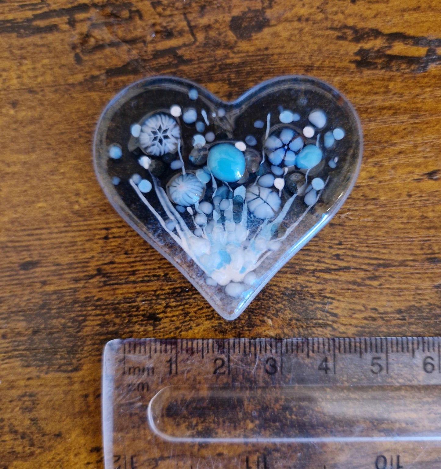 Fused Glass Winter Meadow Heart Magnet