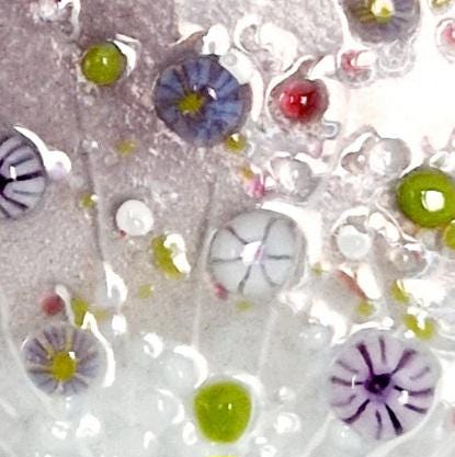 Fused Glass Mini Heart Dusk Meadow Suncatcher