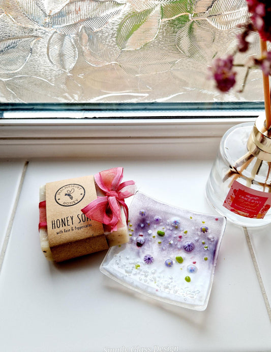 Handmade Fused Glass Dusk Meadow Ring Dish