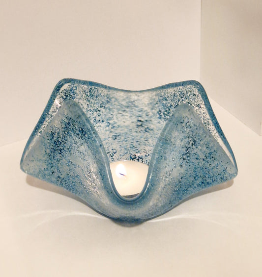 Bubble scarf tealight side view