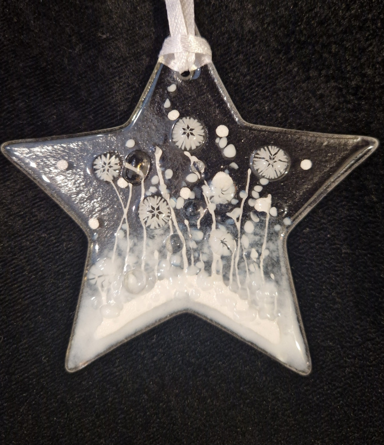 White fused glass star decoration