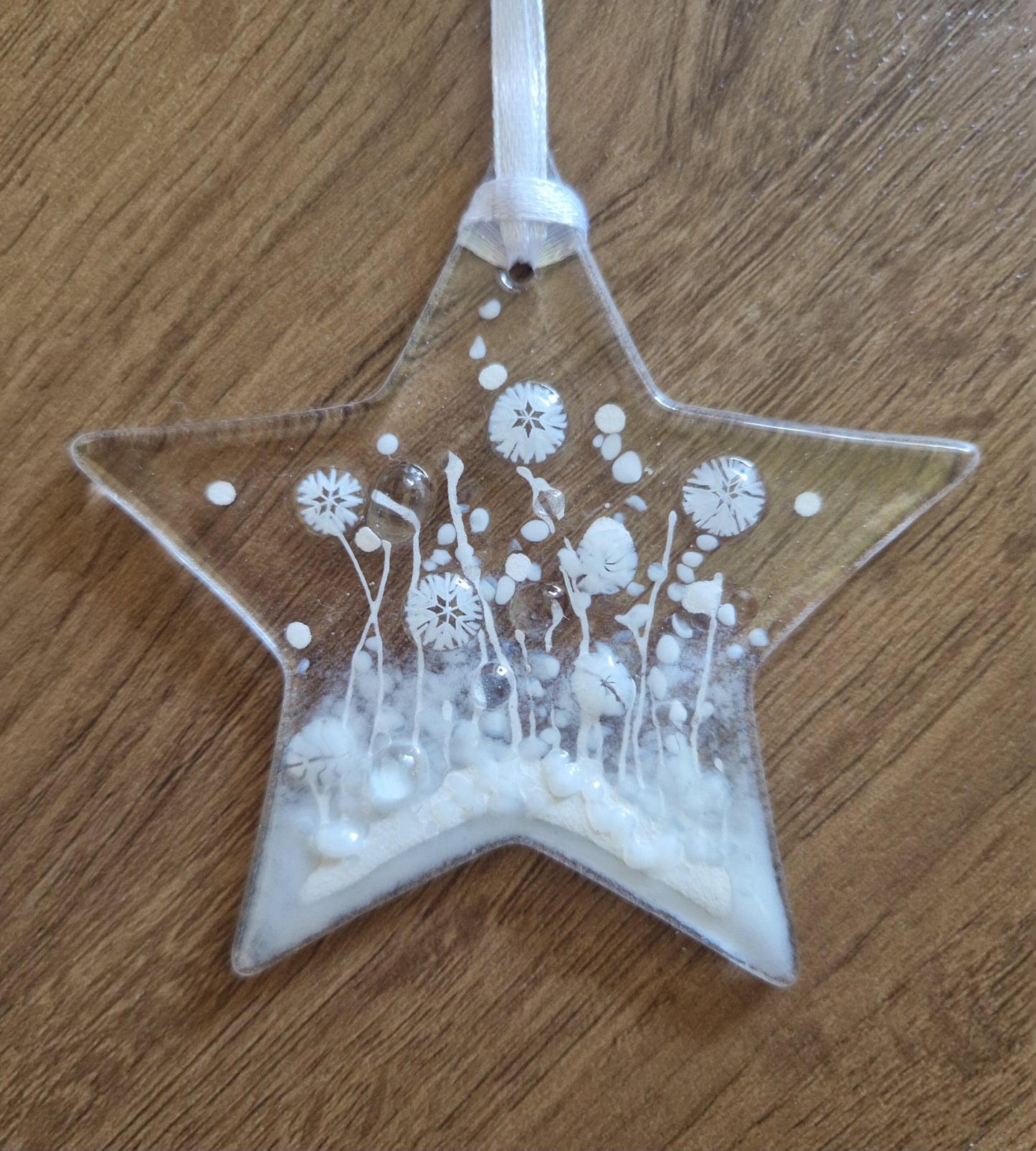 White fused glass star decoration