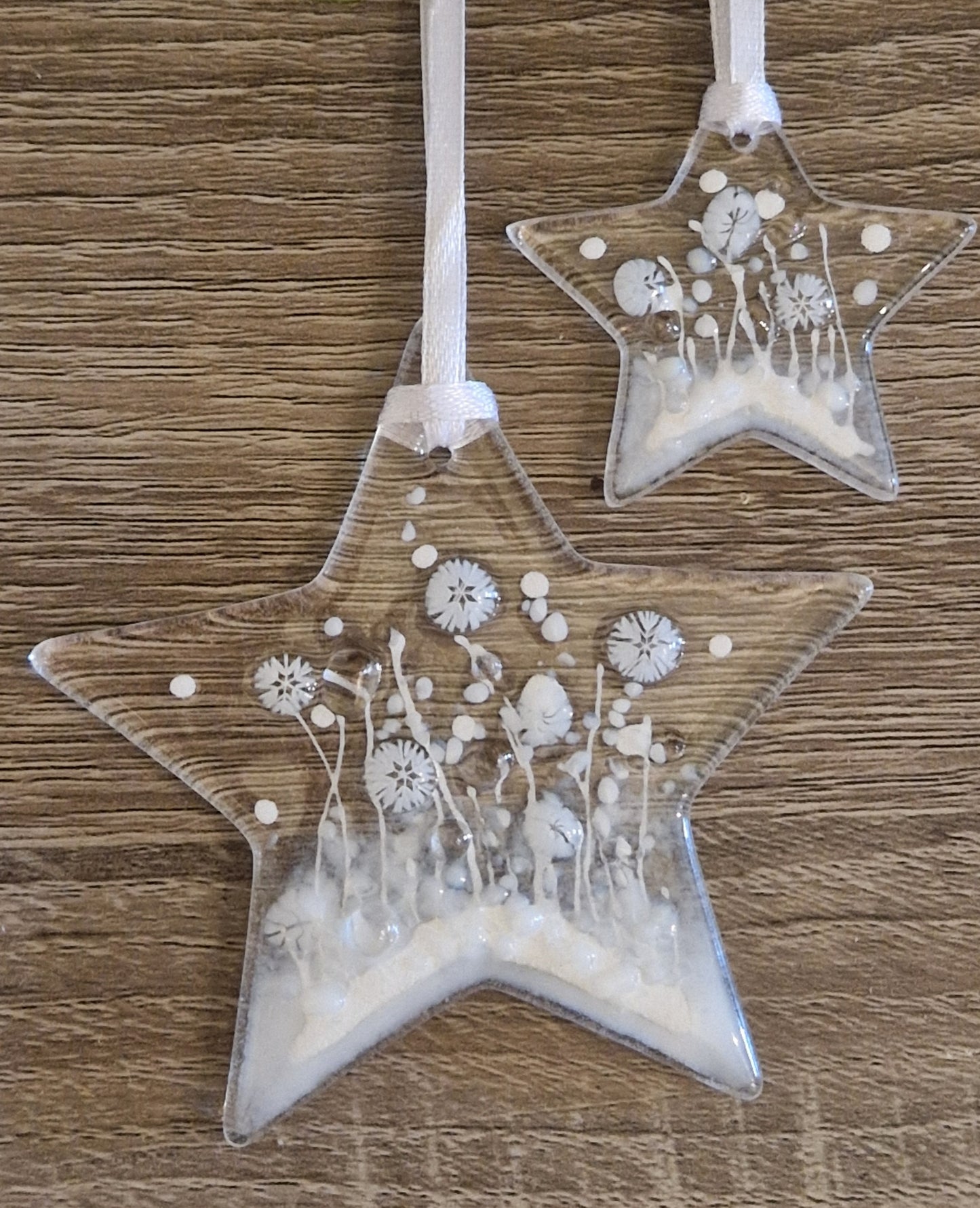 White fused glass star decoration