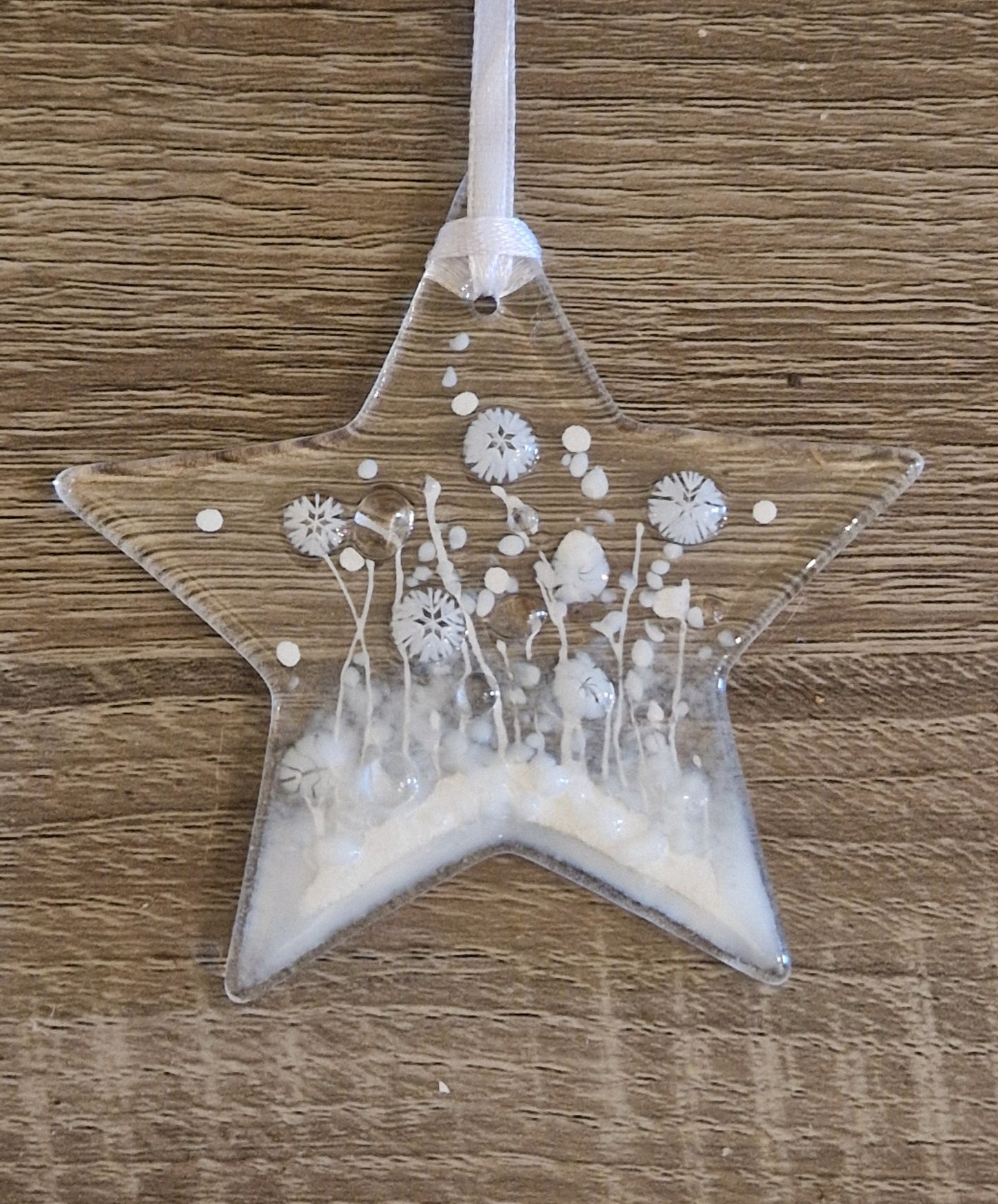 White fused glass star decoration