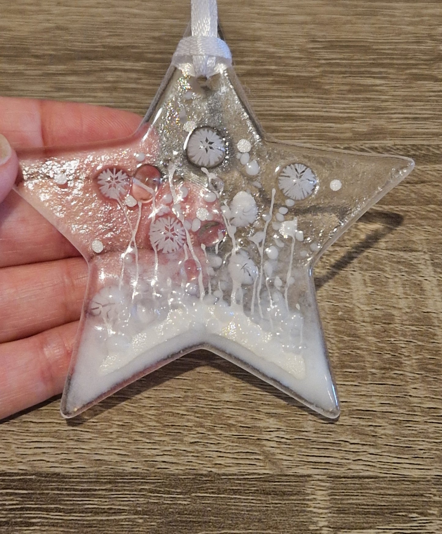 White fused glass star decoration
