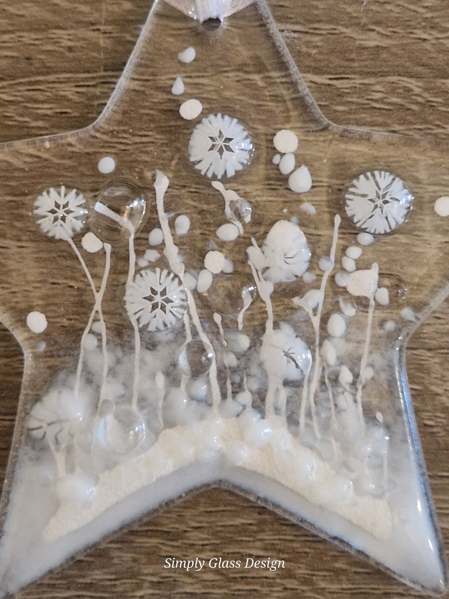 White fused glass star decoration