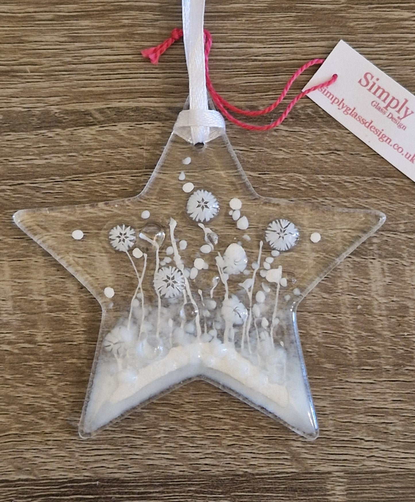 White fused glass star decoration