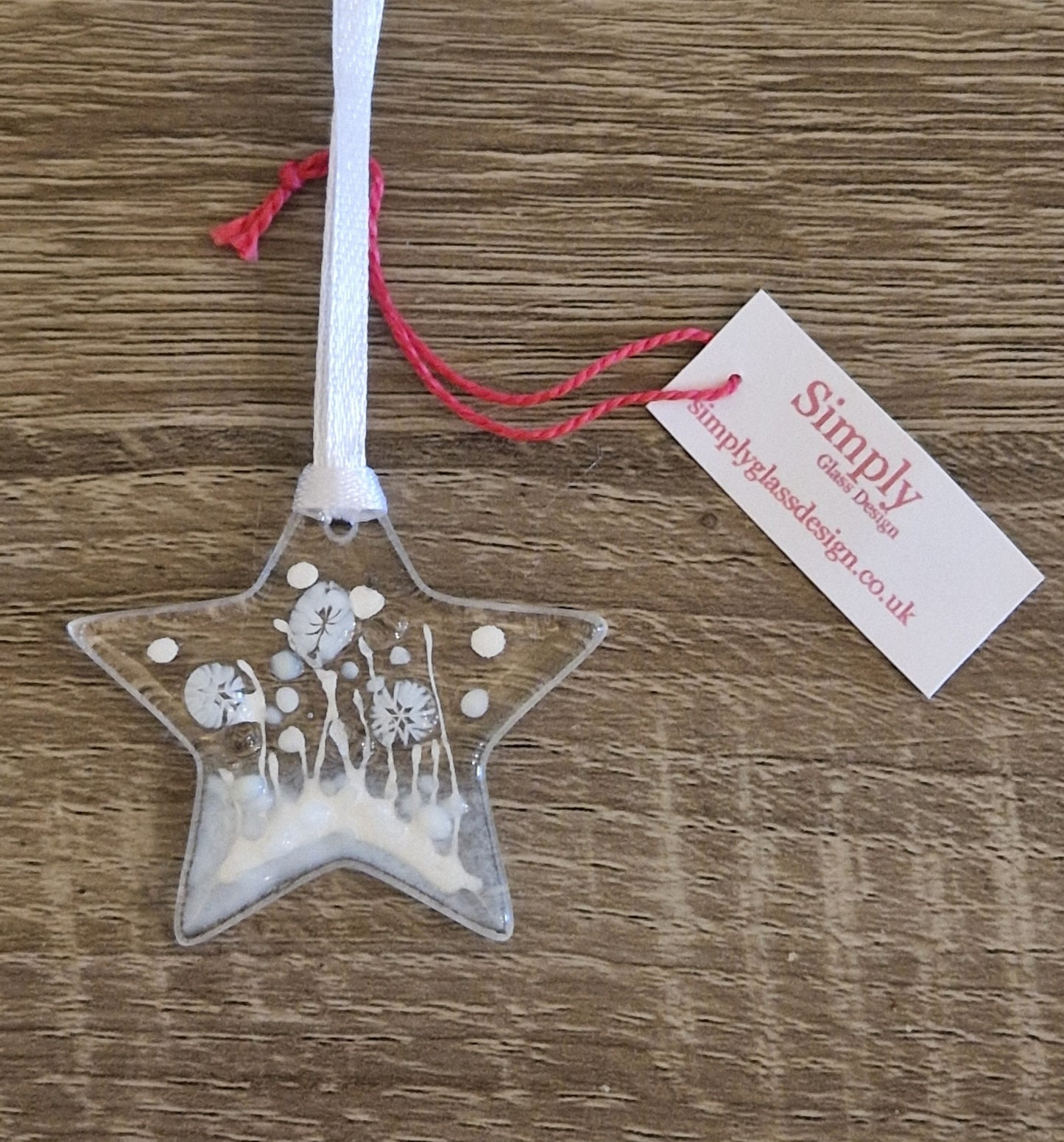 Miniature white fused glass star decoration
