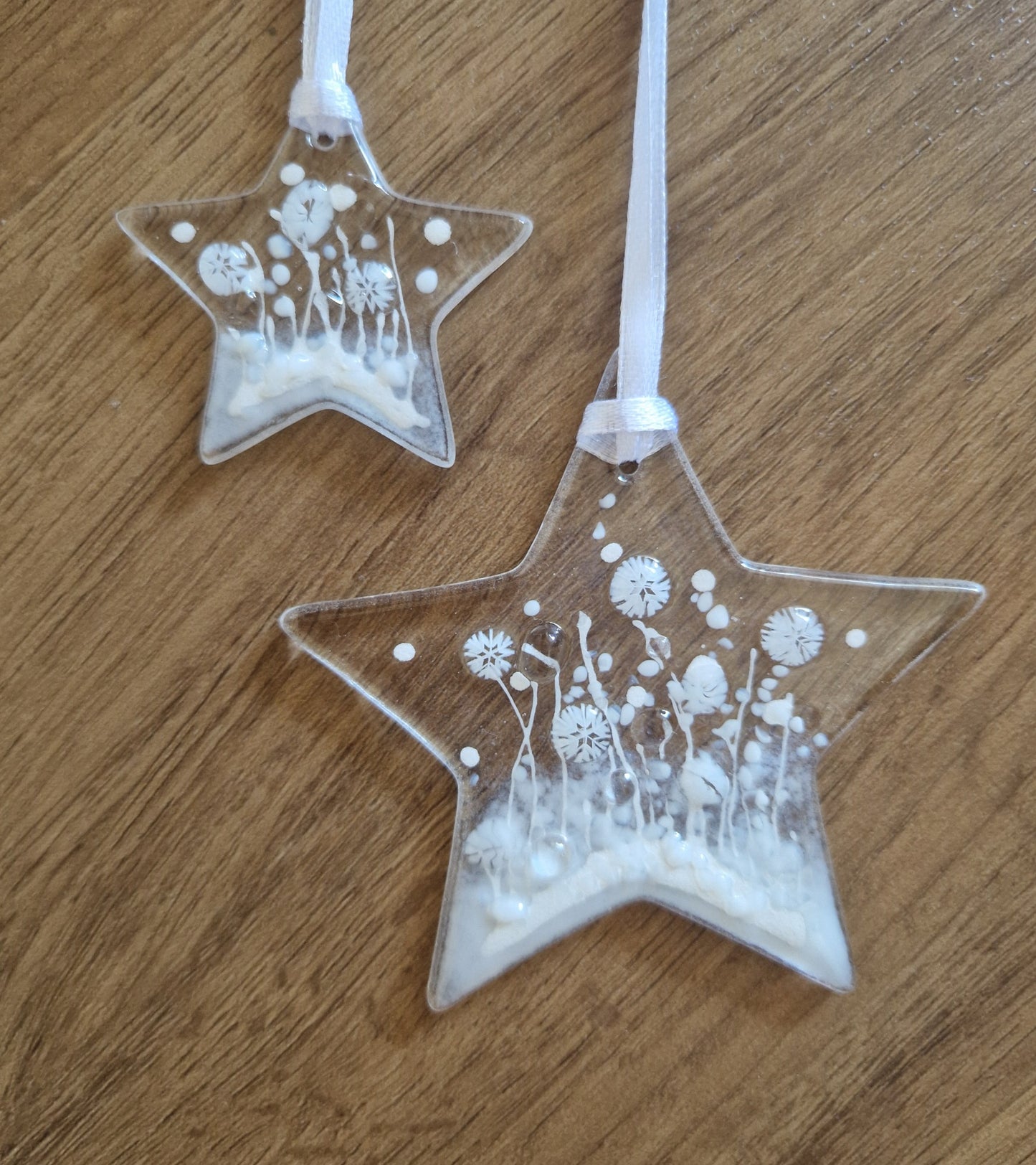 Miniature white fused glass star decoration