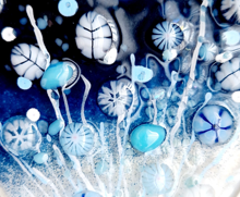 Fused Glass Winter Meadow Long Heart Suncatcher