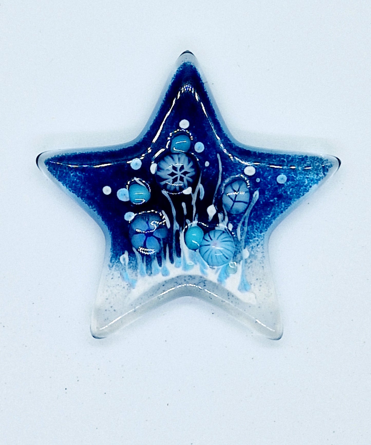 Fused Glass Winter Meadow Star Magnet