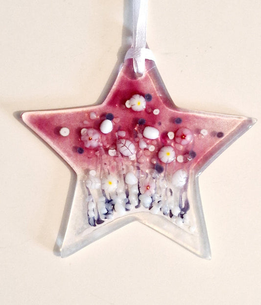 Fused Glass Star Dawn Meadow Suncatcher Ornament