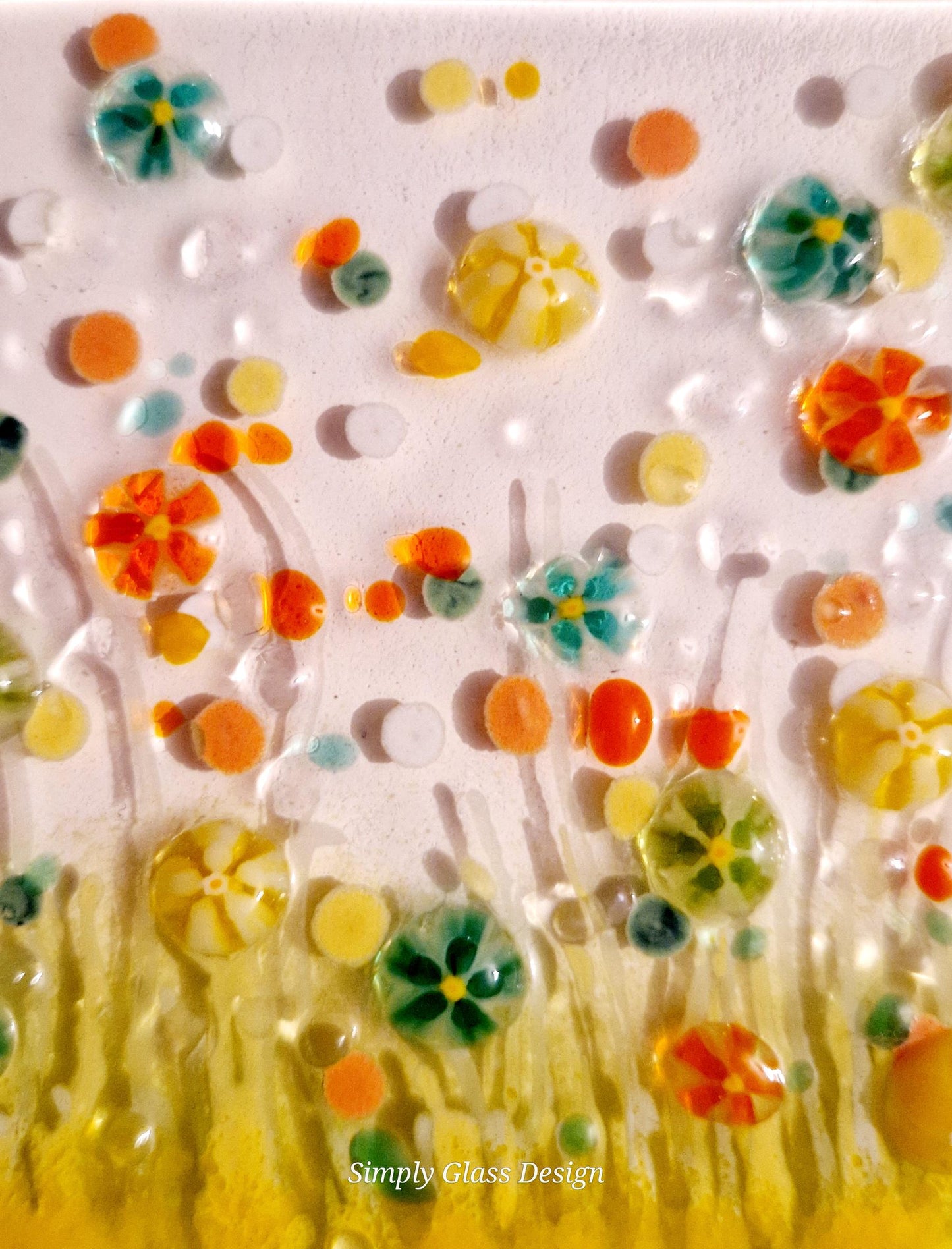 Fused Glass Mini Heart Zesty Meadow Suncatcher