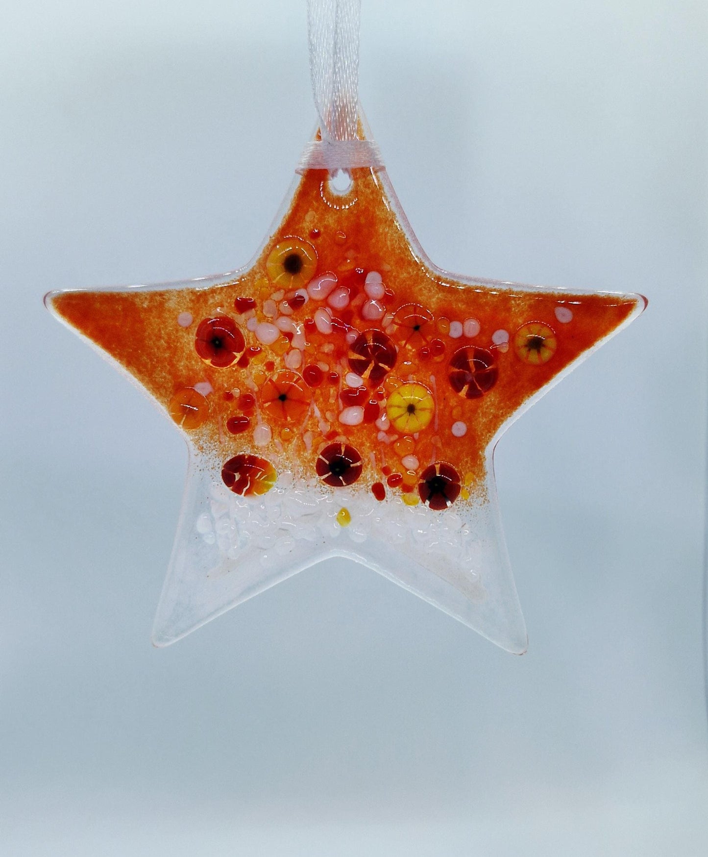 Fused Glass Red Hanging Star Decoration