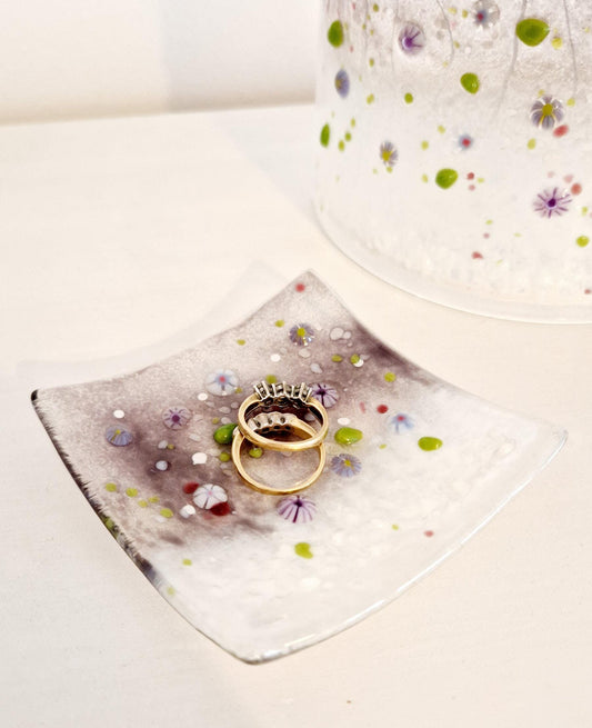 Handmade Fused Glass Dusk Meadow Ring Dish