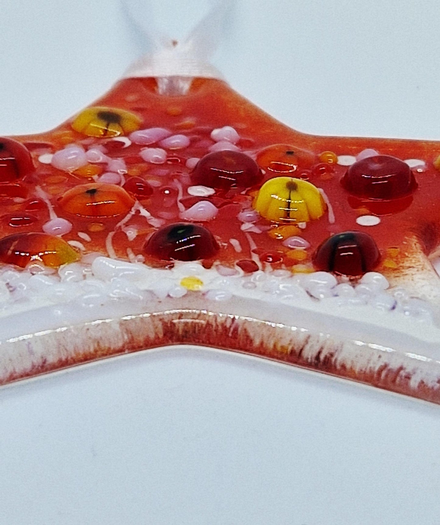 Fused Glass Red Hanging Star Decoration