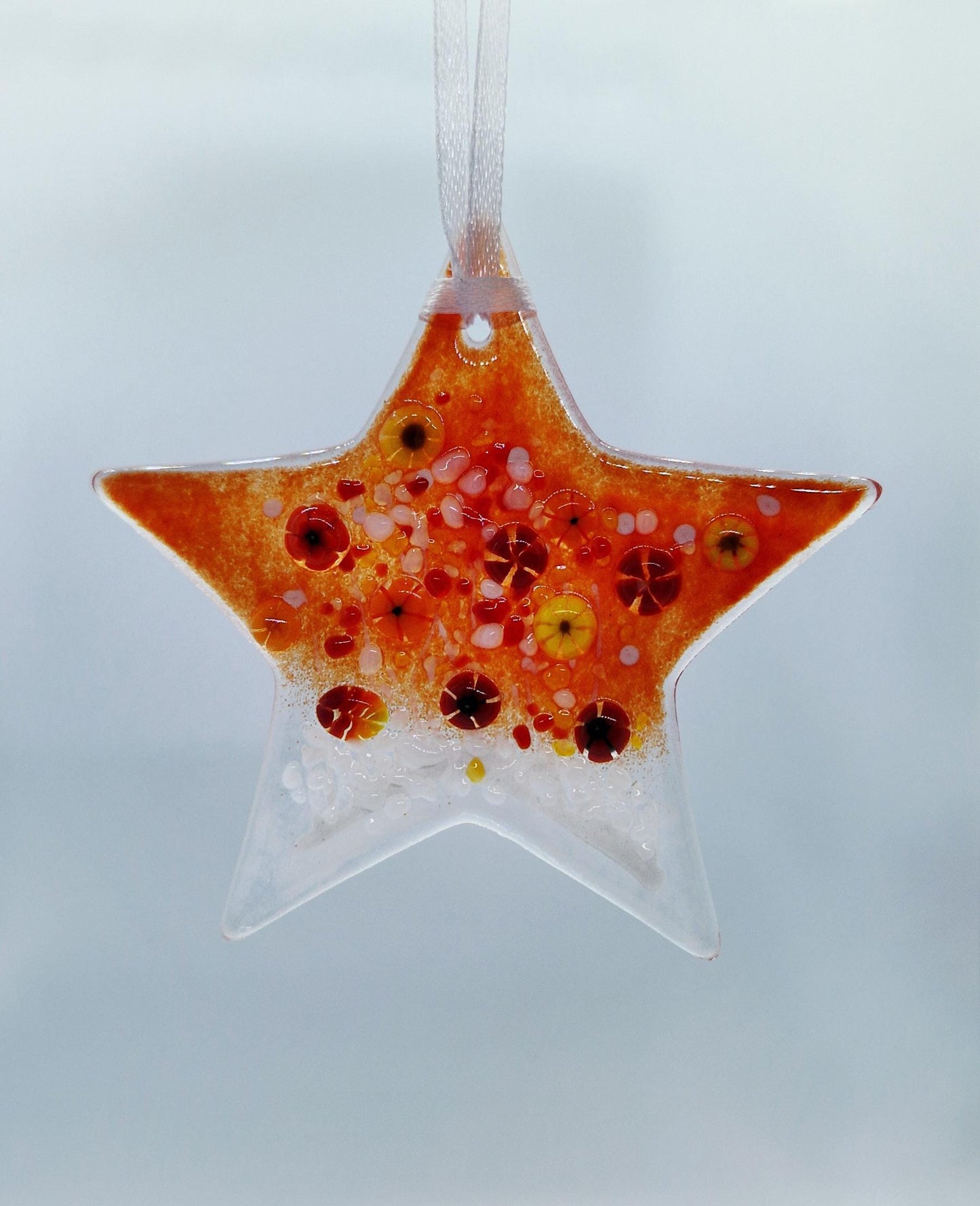 Fused Glass Red Hanging Star Decoration