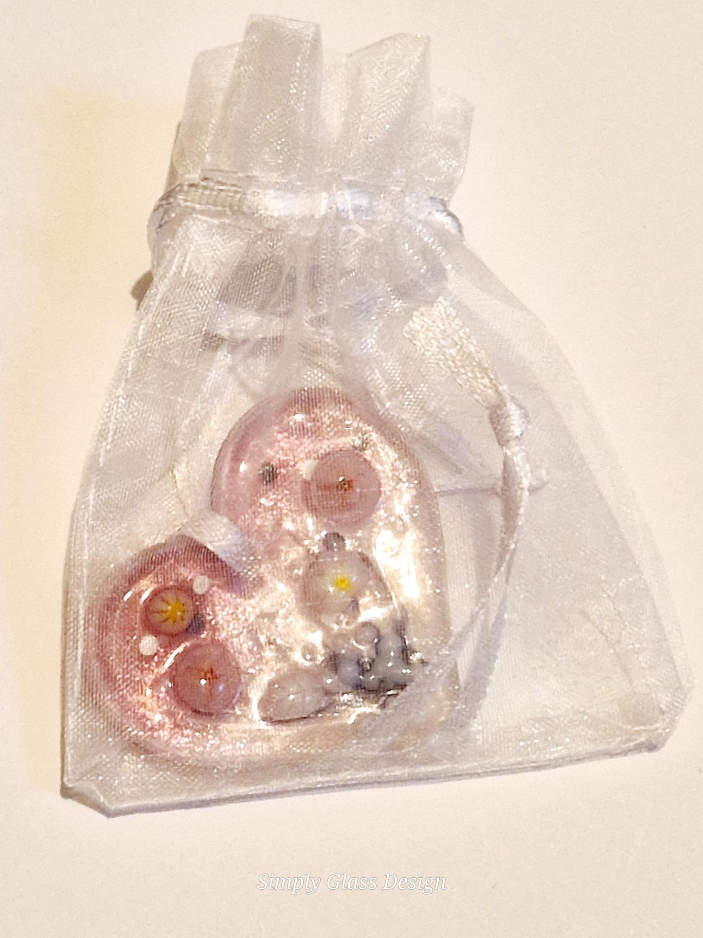 Fused Glass Mini Heart Dawn Meadow Suncatcher