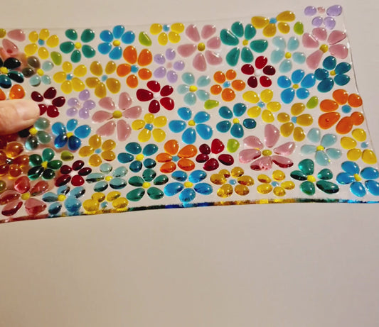 Fused glass ditsy flower dish
