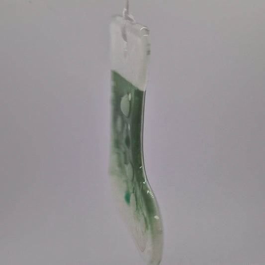 Green fused glass Christmas stocking