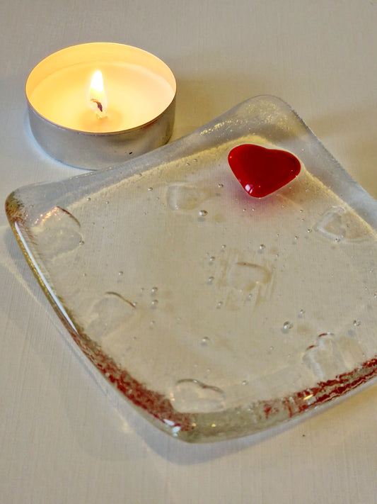 Clear love heart trinket dish