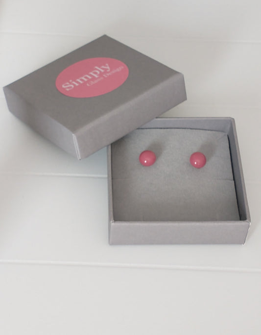 Fused glass blush pink studs on sterling silver ear posts