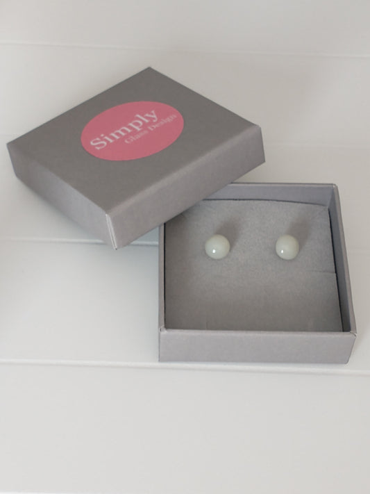Fused glass grey studs on sterling silver ear posts
