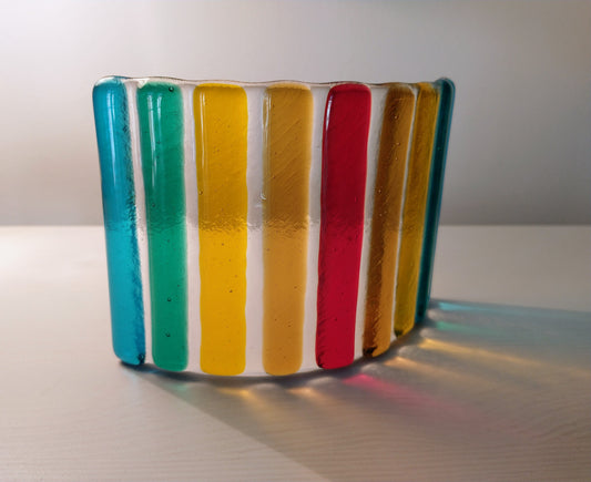 Small Fused glass candy striped decorative display