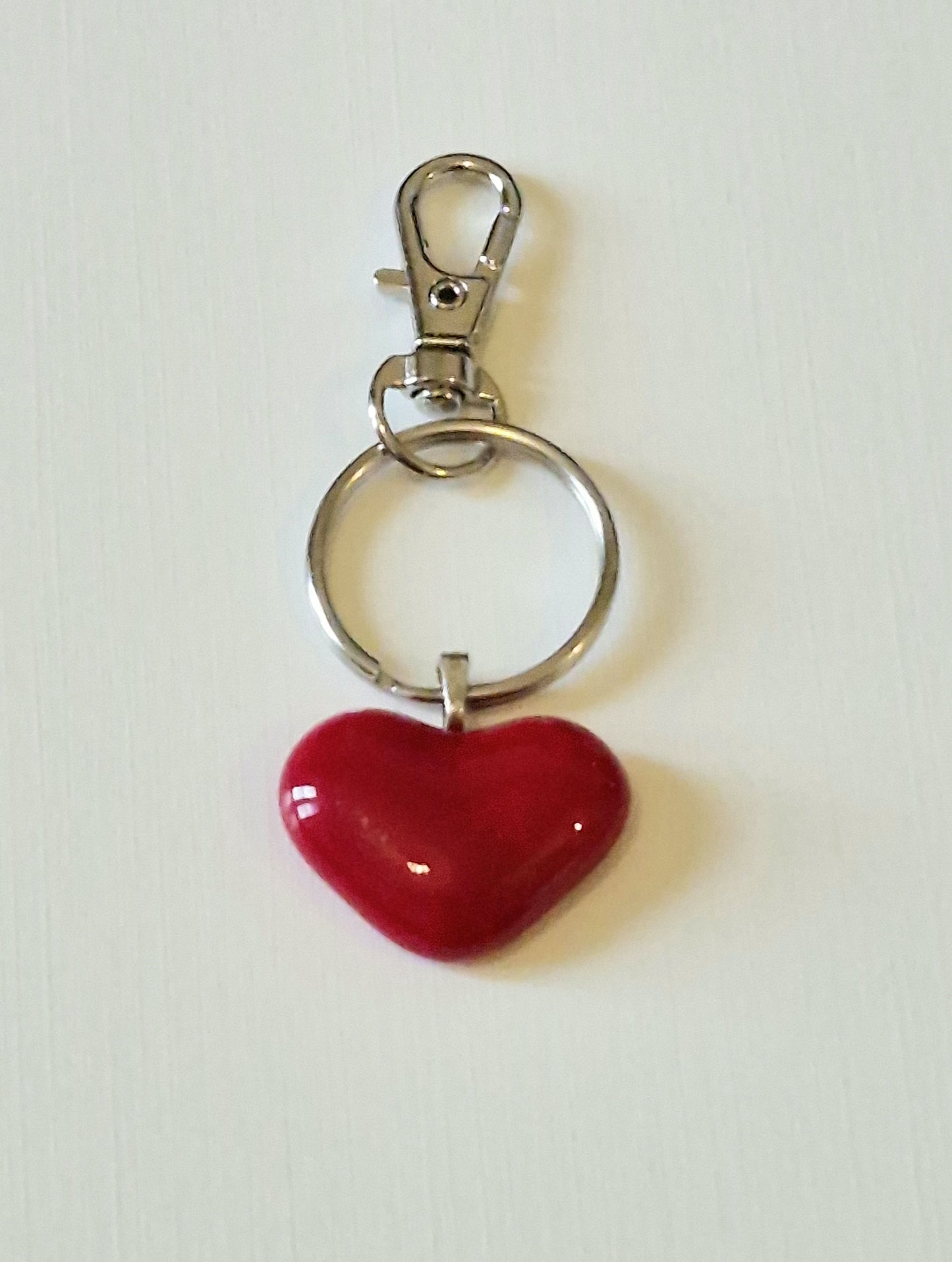 Fused glass love heart key ring