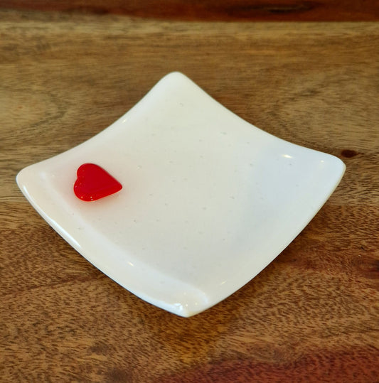 White love heart trinket dish
