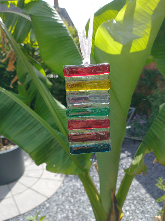Fused glass multi-coloured rainbow sun catcher